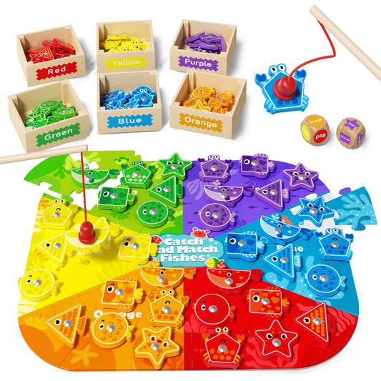 edutree magnetic fishing game color-shape puzzle mats for engaging early learning.