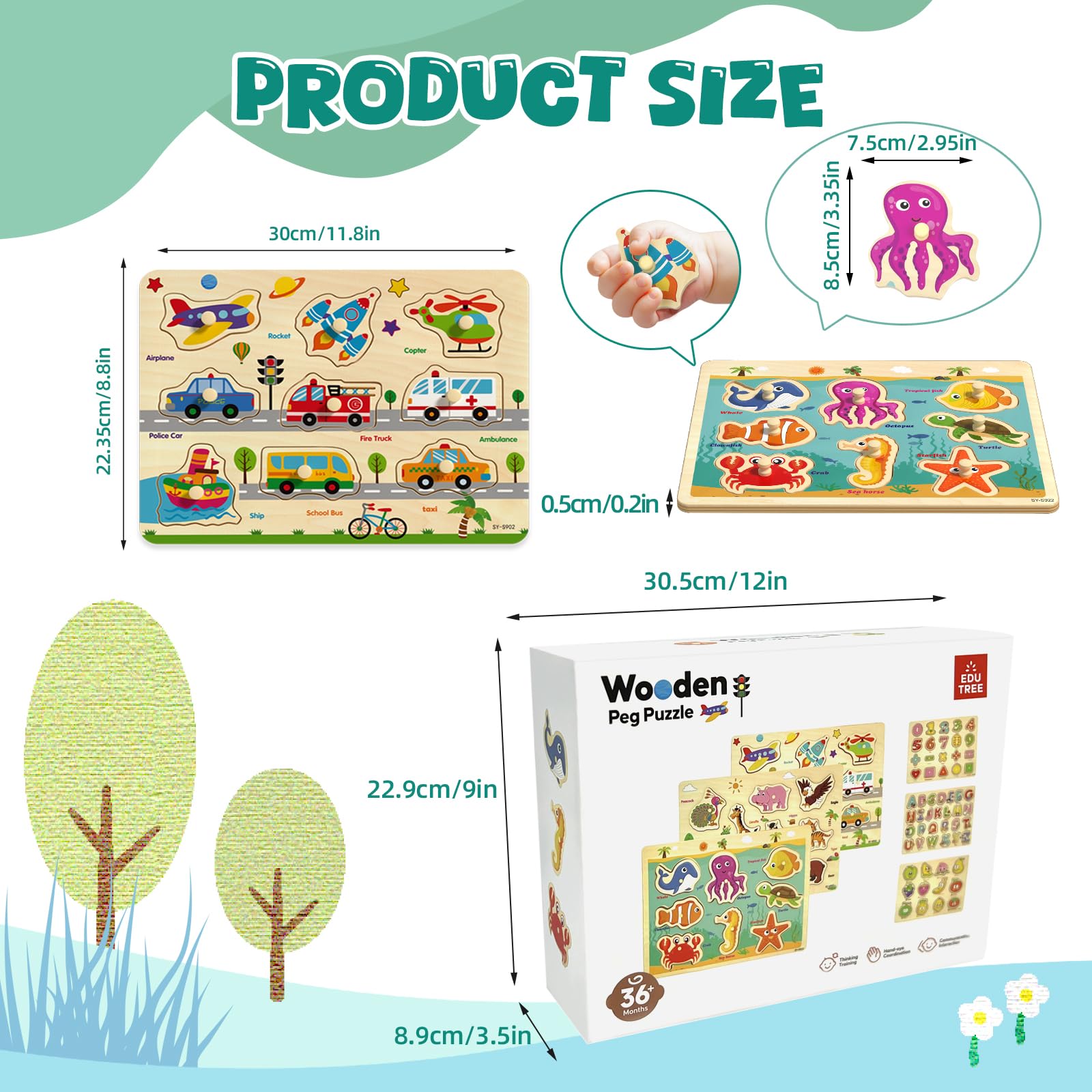 edutree peg puzzle marine animals fosters memory and fine motor precision