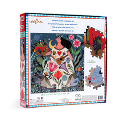 eeBoo Mother Earth puzzle depicts animals for family-friendly, screen-free bonding.