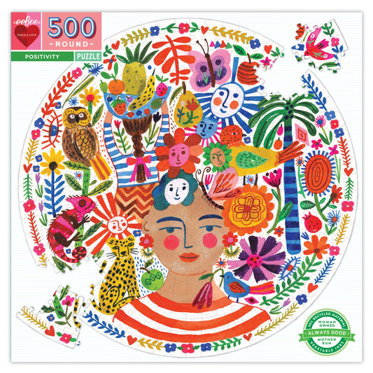 eeBoo Positivity round puzzle, 23-inch diameter, relaxing screen-free activity for adults.