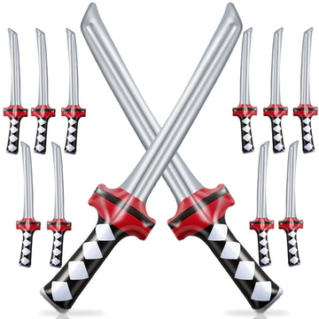 Eerrhhaq 12-pack inflatable ninja swords for vibrant party decor and playful battles.
