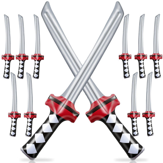 Eerrhhaq 12-pack inflatable ninja swords for vibrant party decor and playful battles.