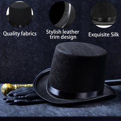 Eerrhhaq black top hat kids, angled view, enhances magician or ringmaster cosplay.