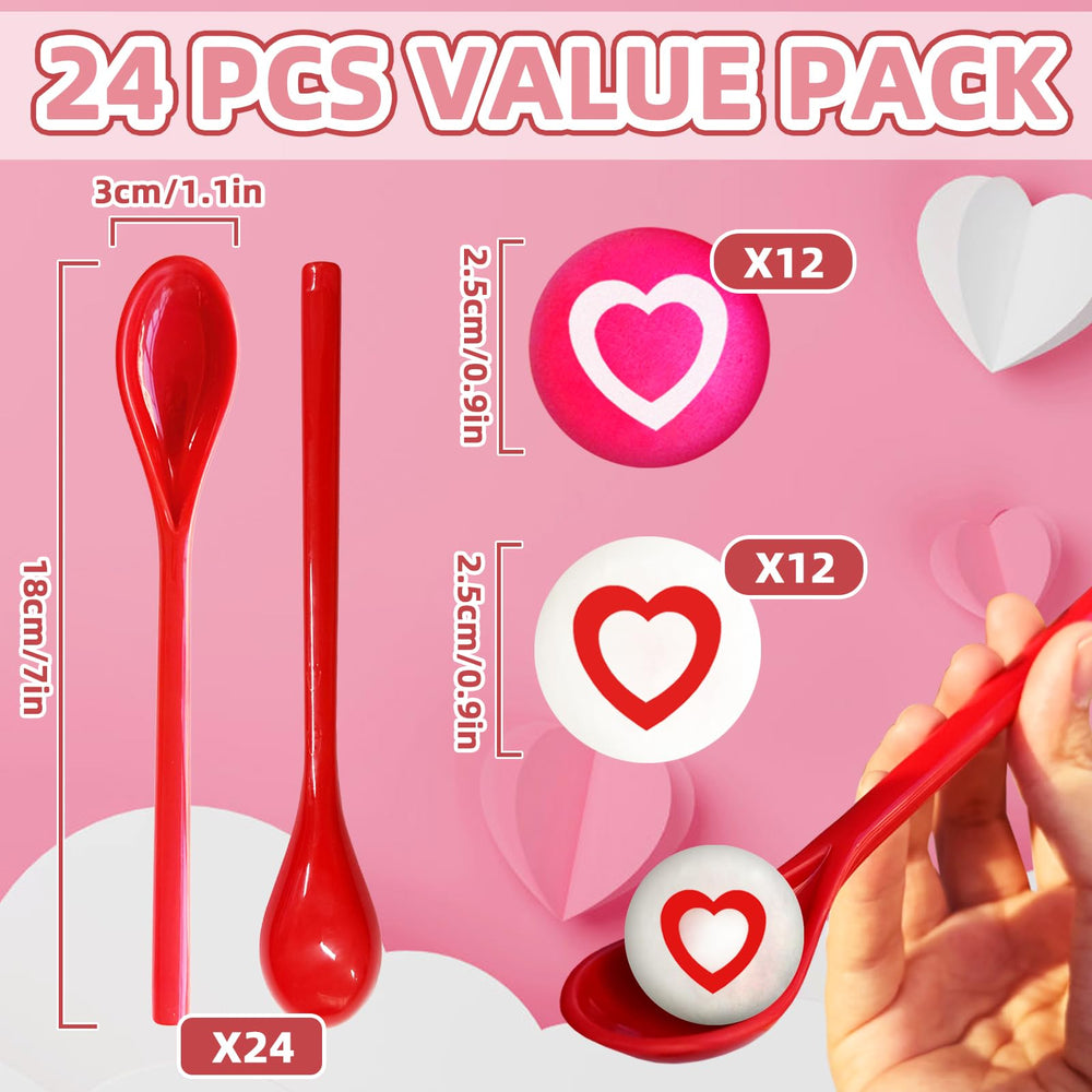 Eerrhhaq heart ball and spoon close-up showcases colorful, durable pieces for long-lasting games.