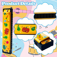 Eerrhhaq harmonica toy in lightweight plastic and metal construction.