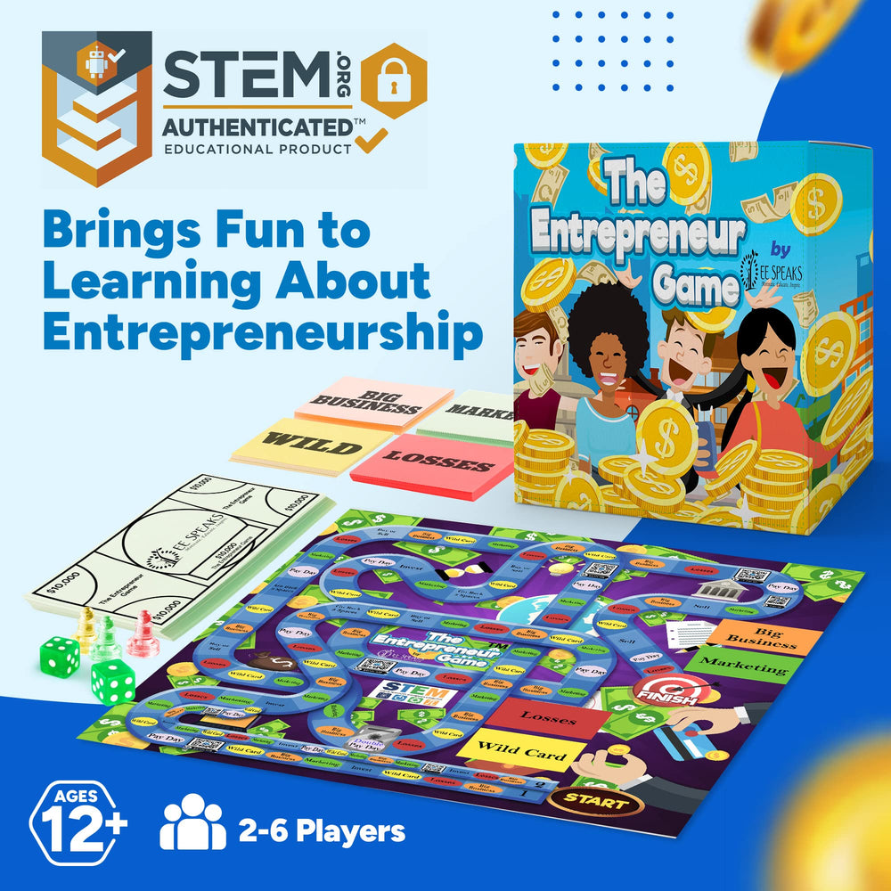 EESpeaks The Entrepreneur Game box setup for family learning and strategic thinking.