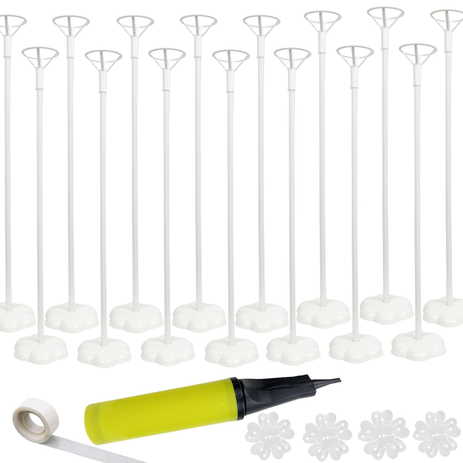 EFAY balloon stand kit assembly showing sturdy base and tall centerpiece column