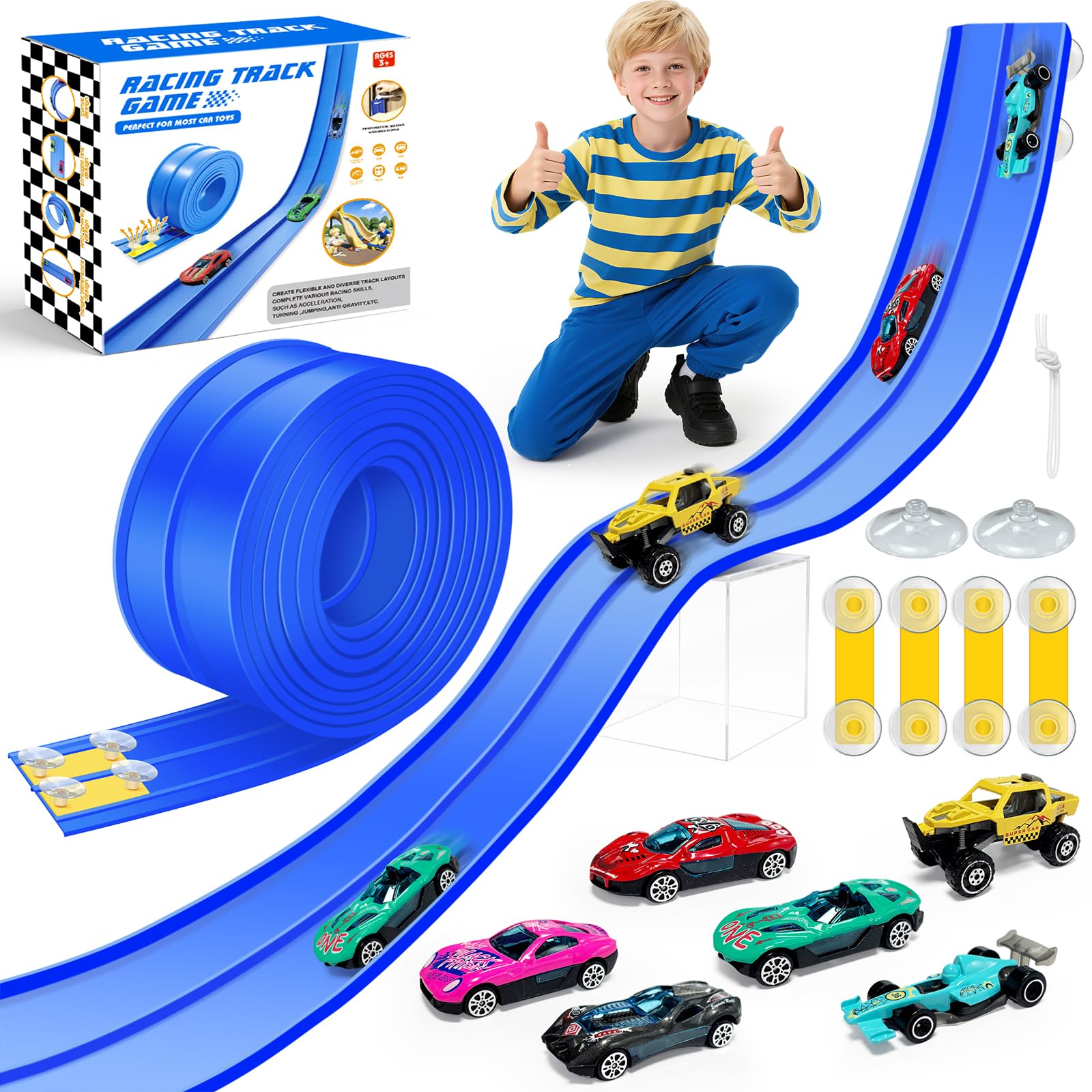 EFCRBS 15ft flex track dual lanes for fast kid races.