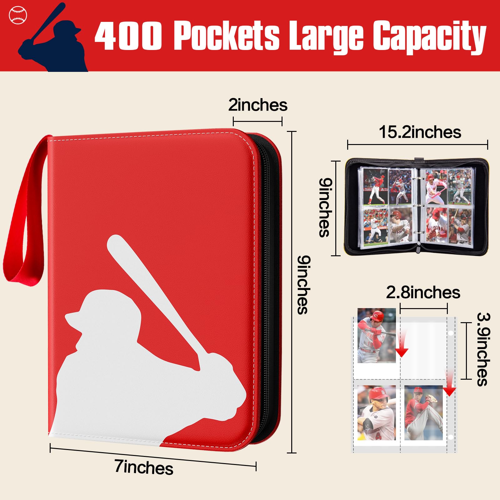 efunny Baseball Card Binder waterproof PU leather protects cards during travel.