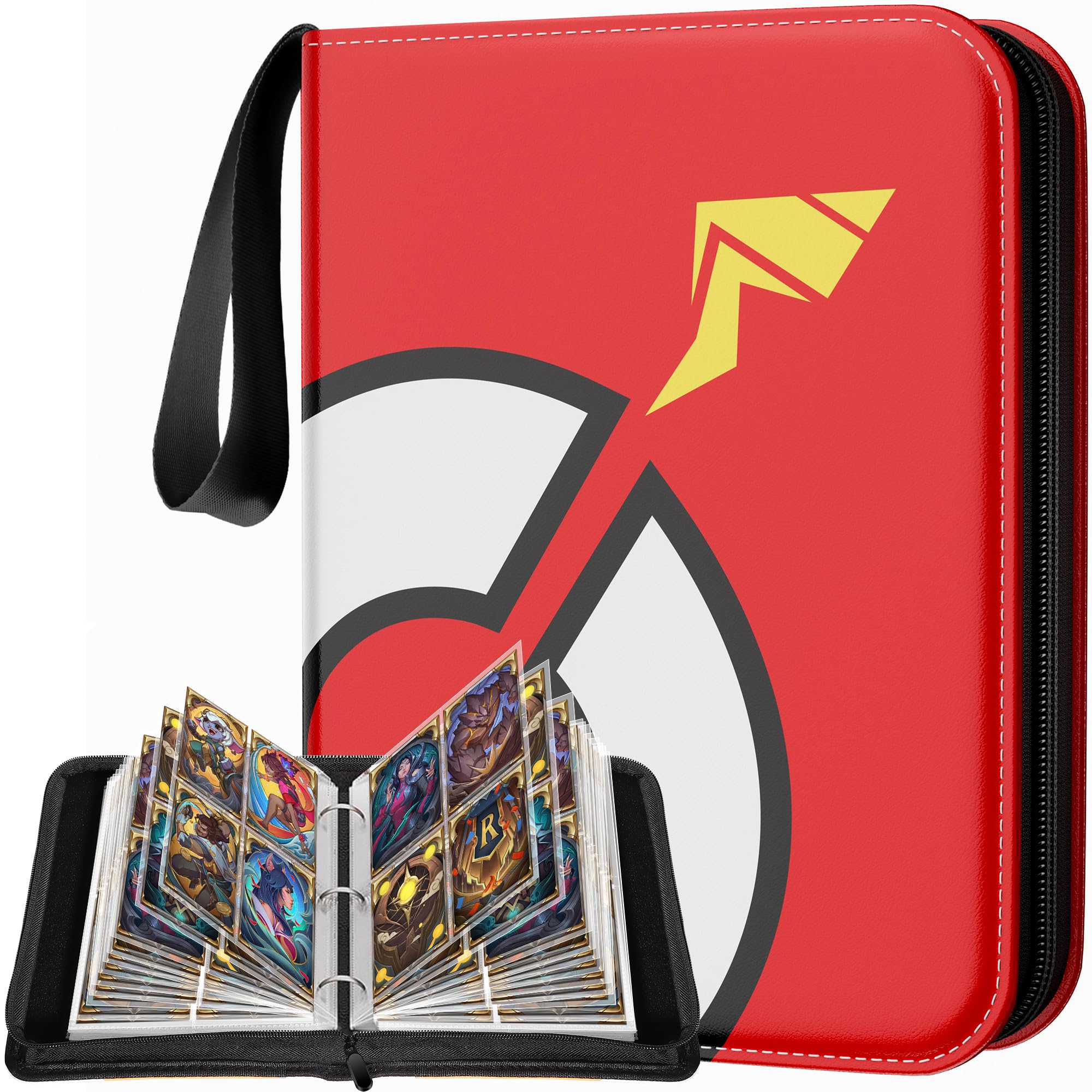efunny 4-pocket red card binder front view for portable display and storage.