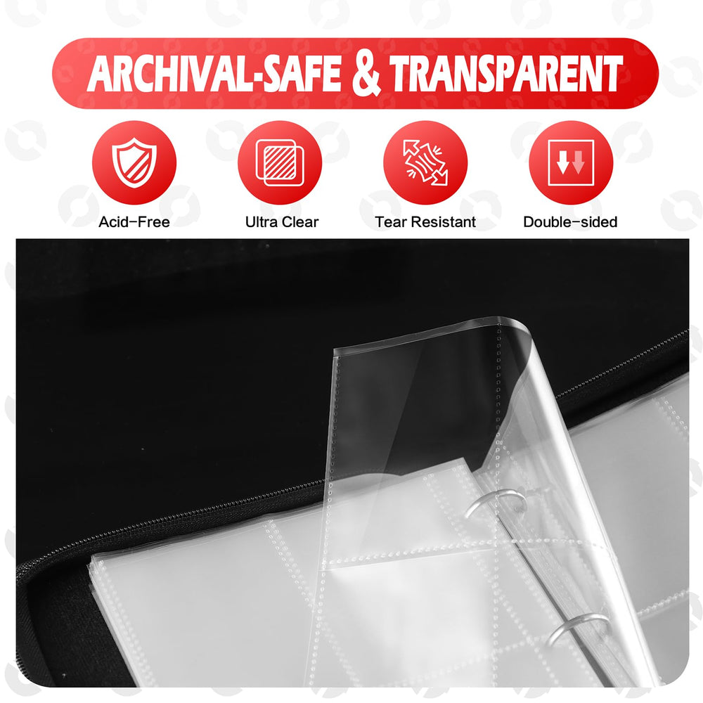 efunny shows 50 removable sleeves for flexible card storage.