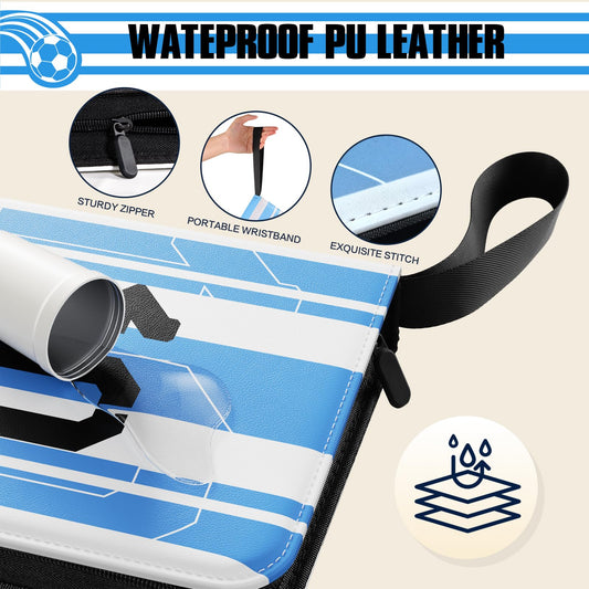 efunny soccer binder in waterproof PU leather protects cards during travel and daily use.