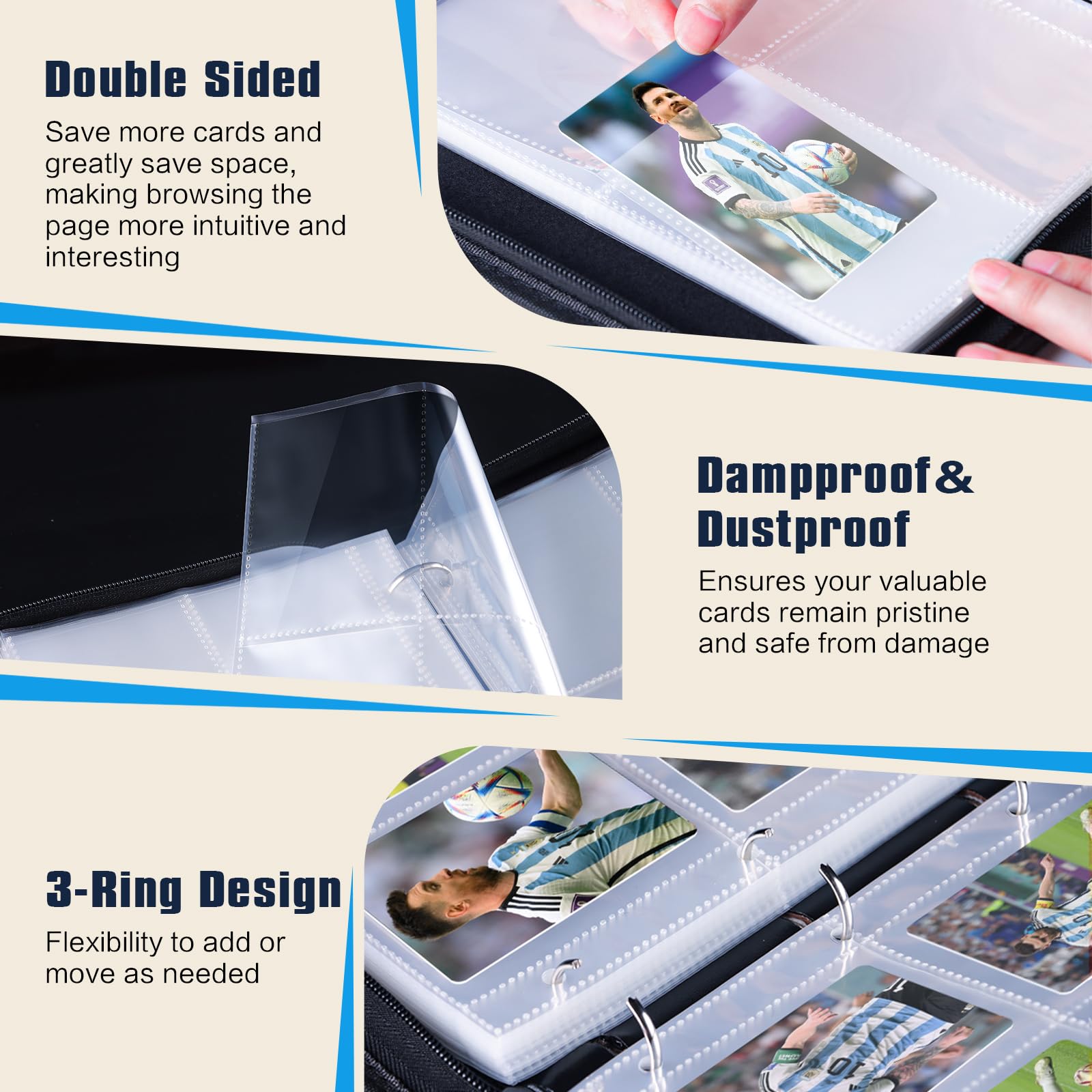 efunny card binder wrist strap enables easy transport to games and events.