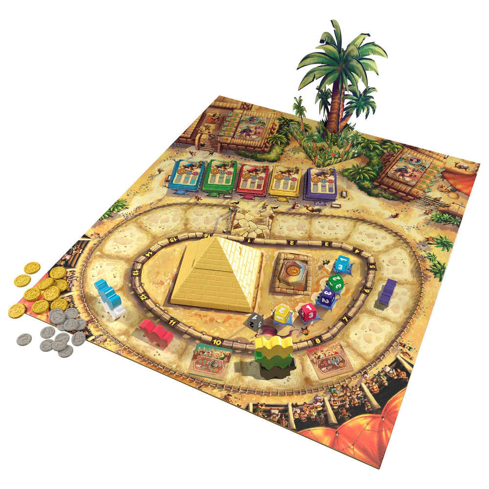 Eggertspiele Camel Up 2nd Edition game board with vibrant race track design