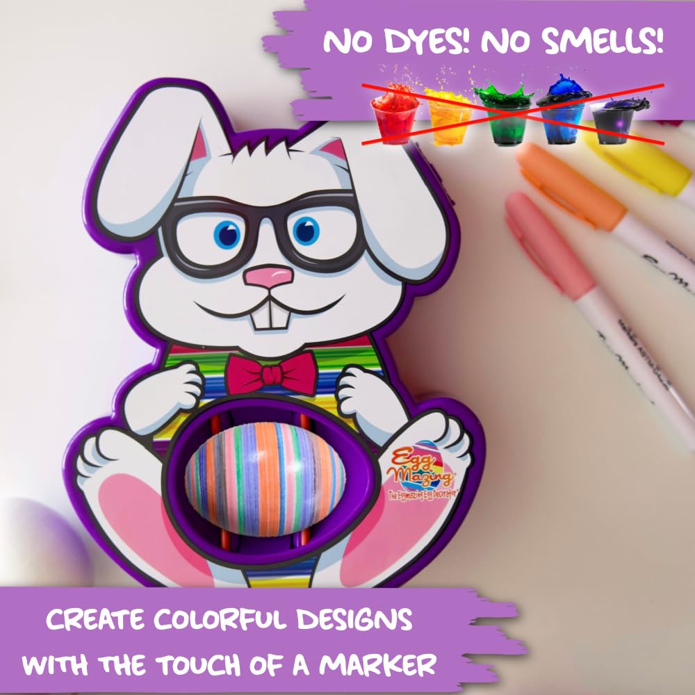 The Eggmazing bunny-themed packaging on display for Easter crafts.