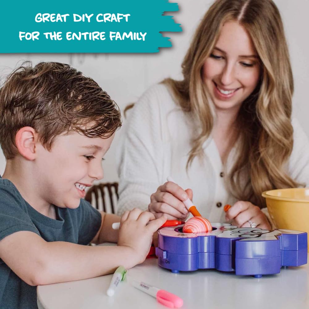 Eggmazing keeps decorating contained in a no-mess, self-contained design.