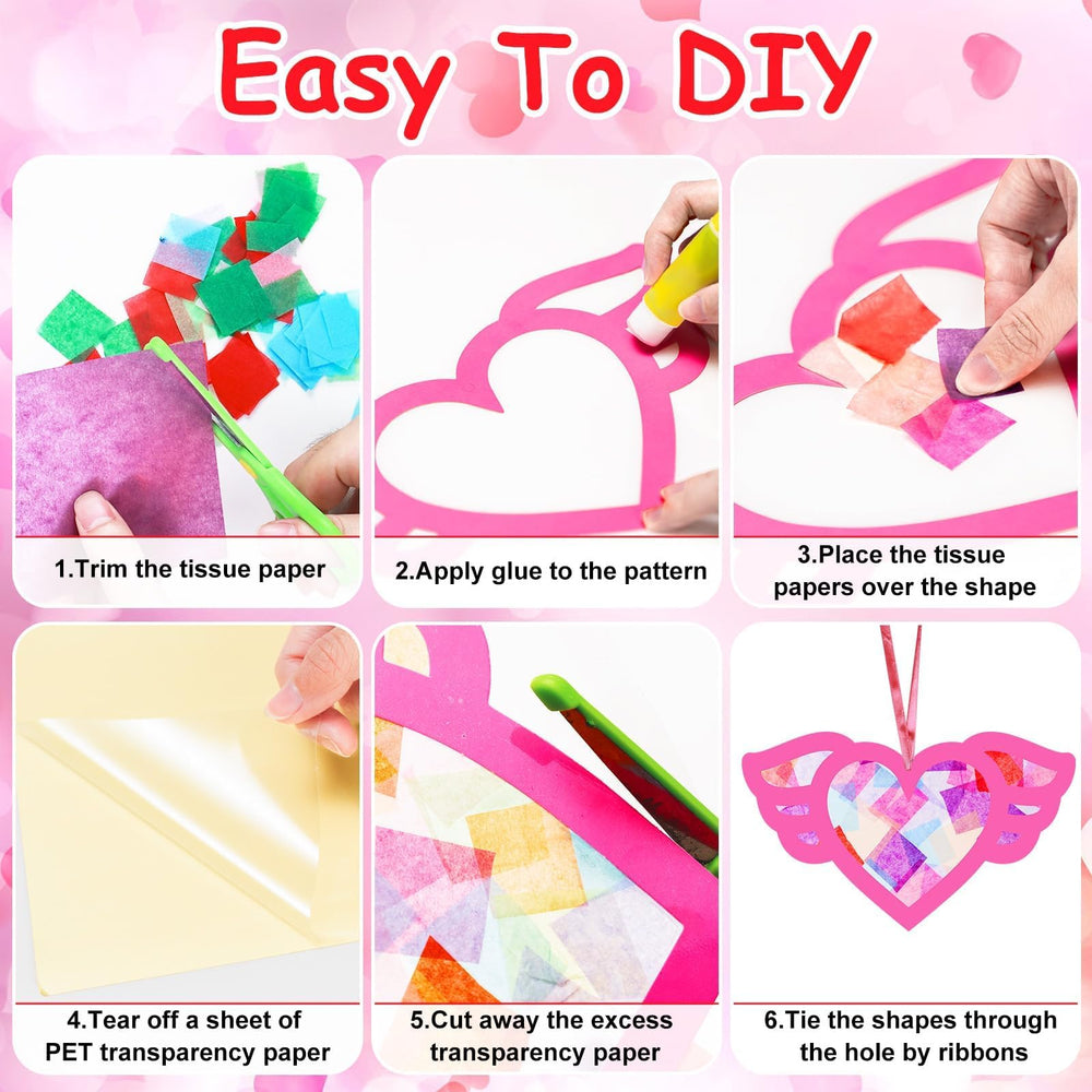 EggSun cross stickers and tissue papers enable versatile heart ornament designs for kids