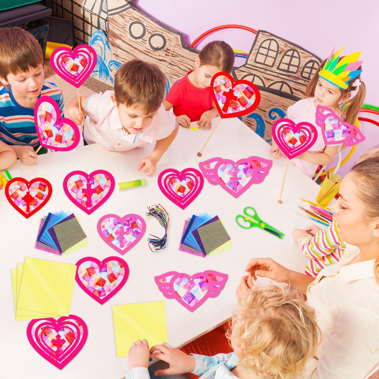 EggSun satin ribbons and glue enable easy kid-friendly crafting sessions