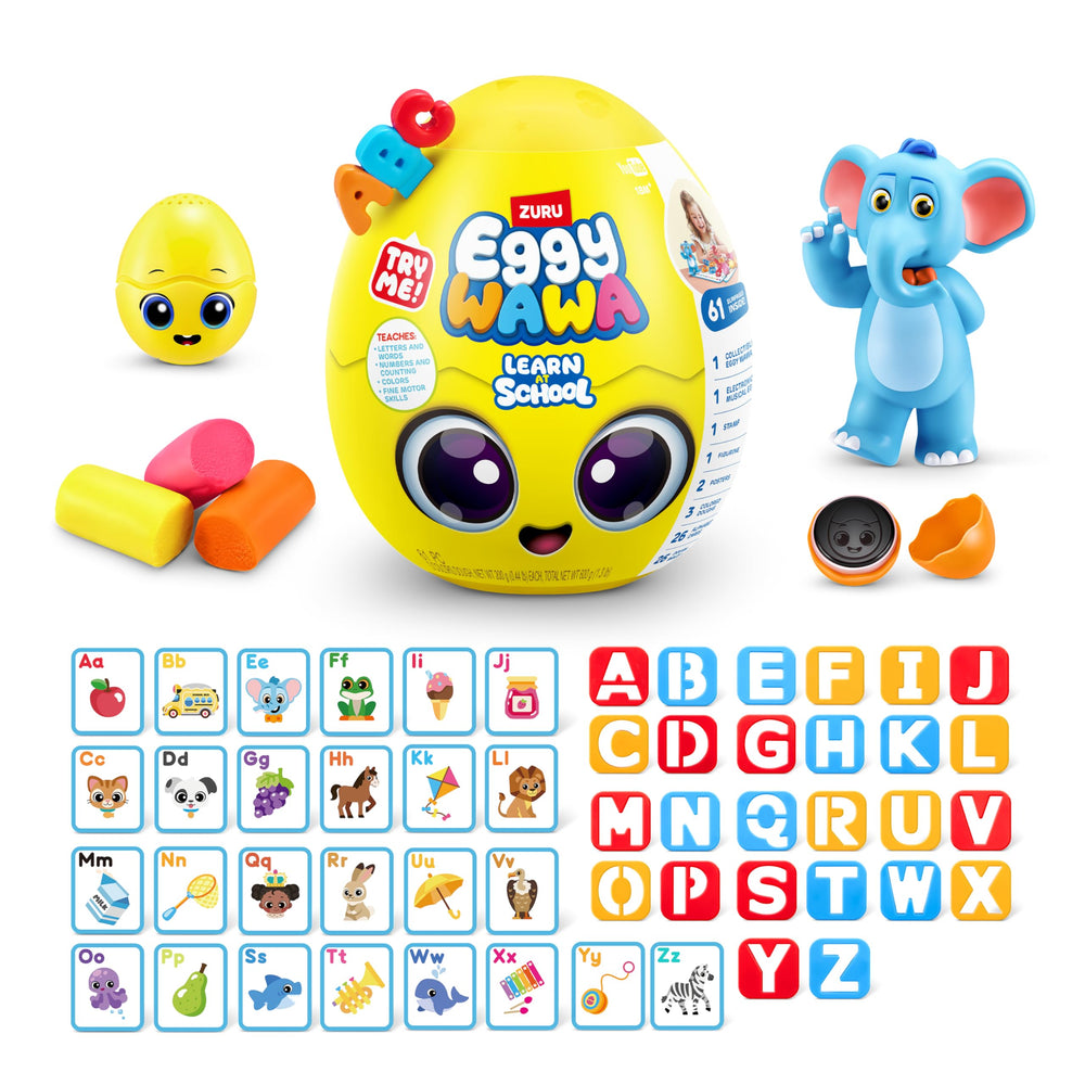 Eggy Wawa Learn at School bus scene showcases interactive education for preschoolers.