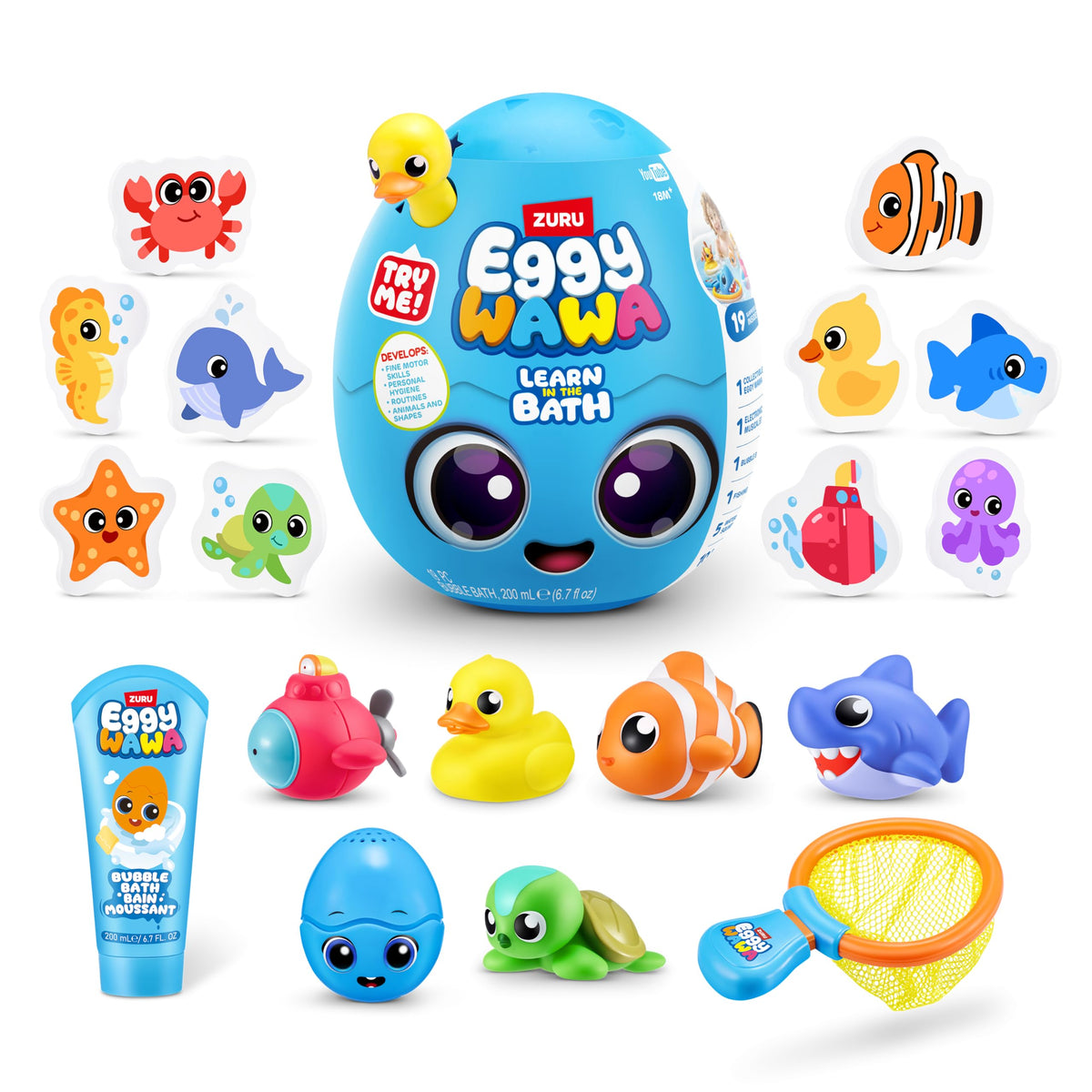 Eggy Wawa Learn in The Bath musical egg promotes fine motor play during bath time.