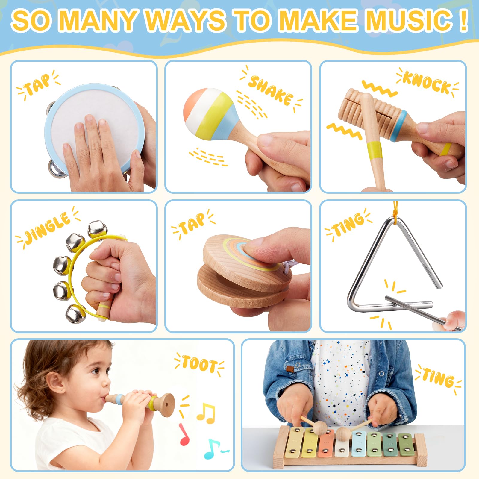 Ehome tambourine detail offers tactile feedback during musical discovery.