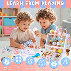 Ehome eight-piece ice cream scoops set for realistic serving play.