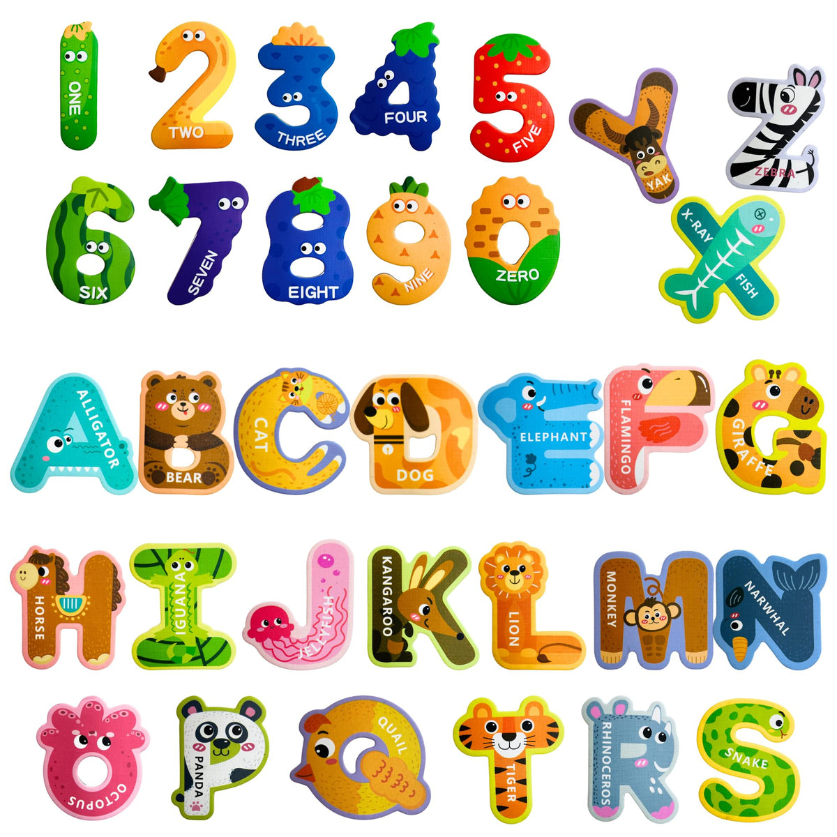 EHR magnetic letters with animal designs on fridge for early word learning