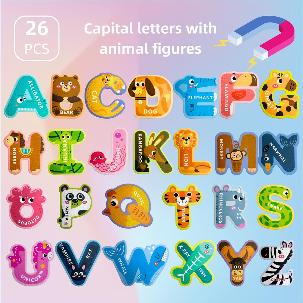 EHR magnetic letters elephant design supports learning animal words on metal surfaces.