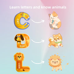 EHR magnetic letters monkey design engages kids during word building on the fridge.