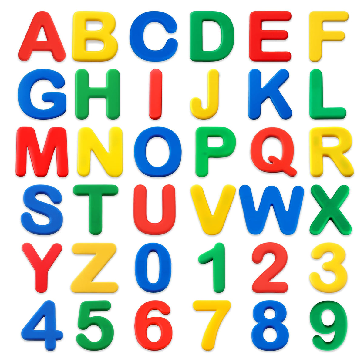 EHR silicone alphabet magnets on fridge promote early letter recognition during play.