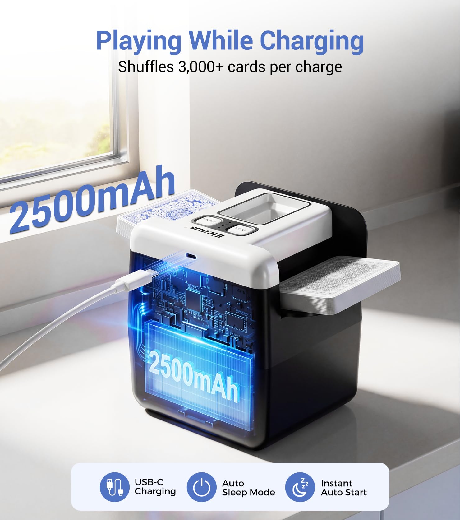 Eicaus USB-C rechargeable battery indicator shows long-lasting power