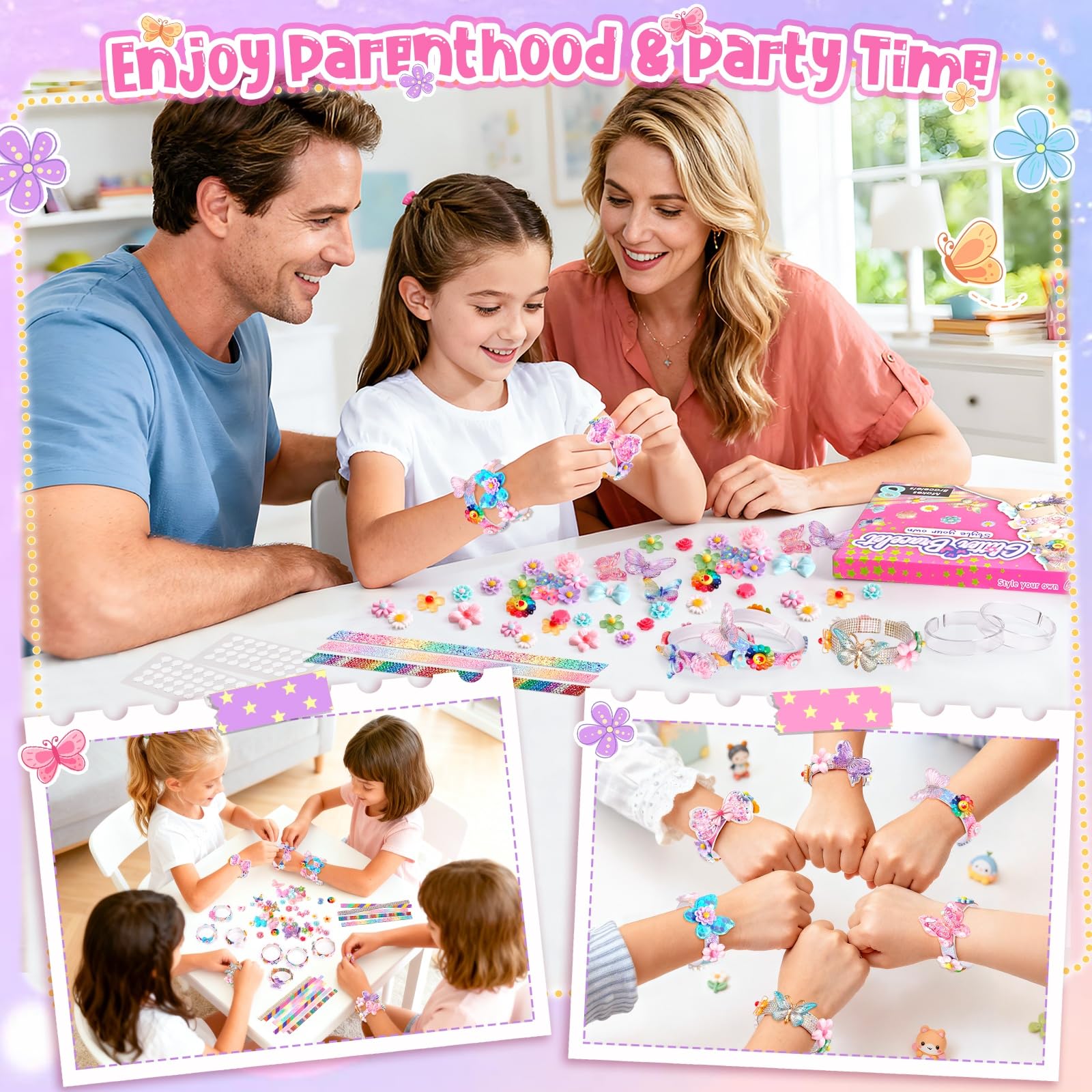 Eichhoo butterflies and flowers charms shown for personalized bracelet design.