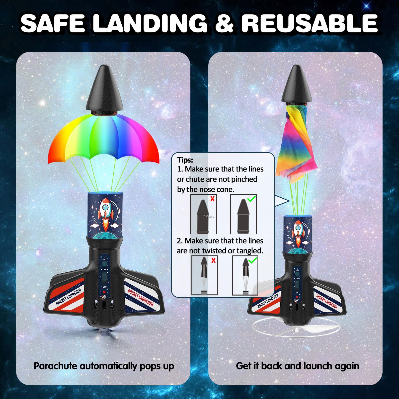 Eieymct rocket launcher kids delayed launch for safety.