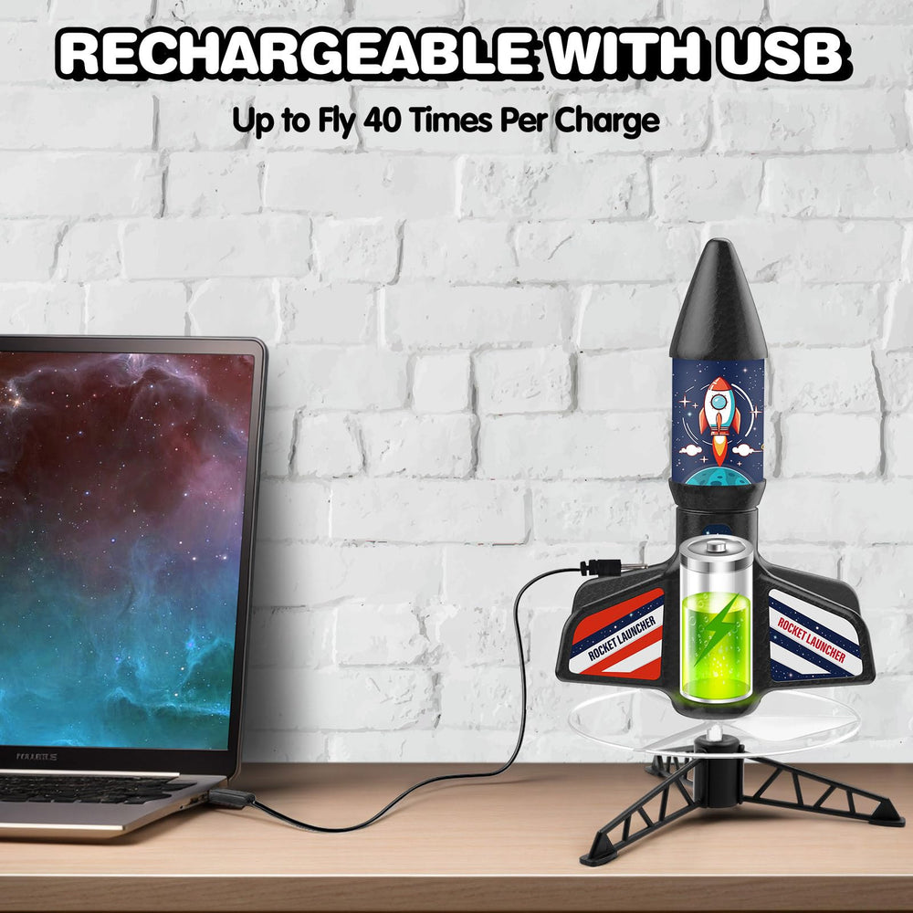 Eieymct rocket launcher kids rechargeable battery for extended play.