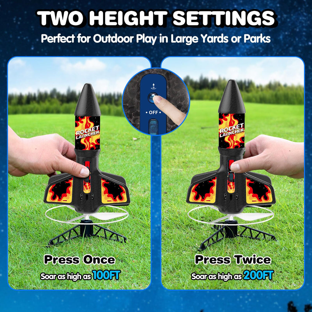 Eieymct rocket launcher rechargeable battery powers hours of play.