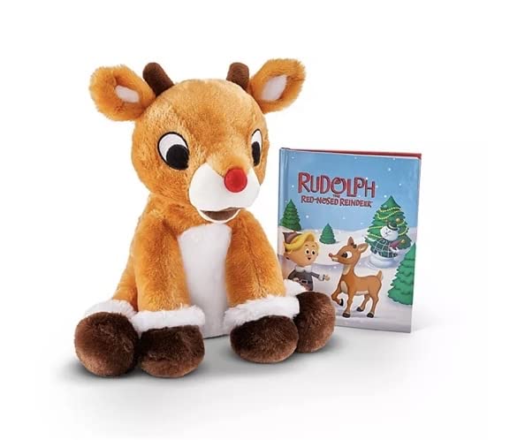 Eight X Rudolph plush and book set, soft and durable, ideal for cozy holiday storytelling.