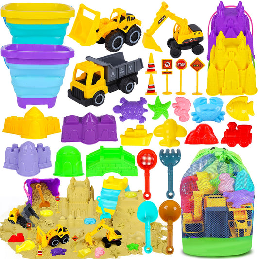 Eiranss beach sand toys set shown in a mesh bag for easy travel