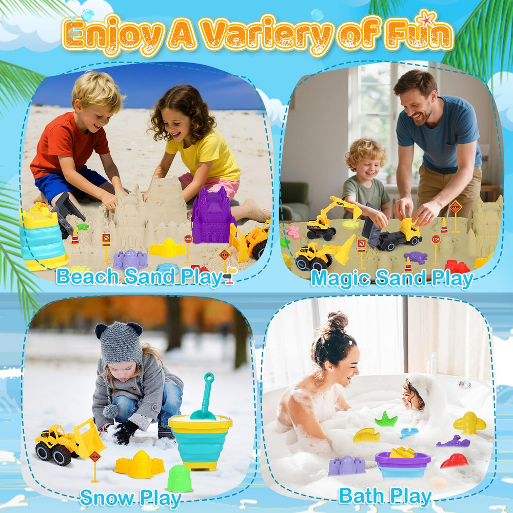 Eiranss kids playing sandcastle fun on the beach