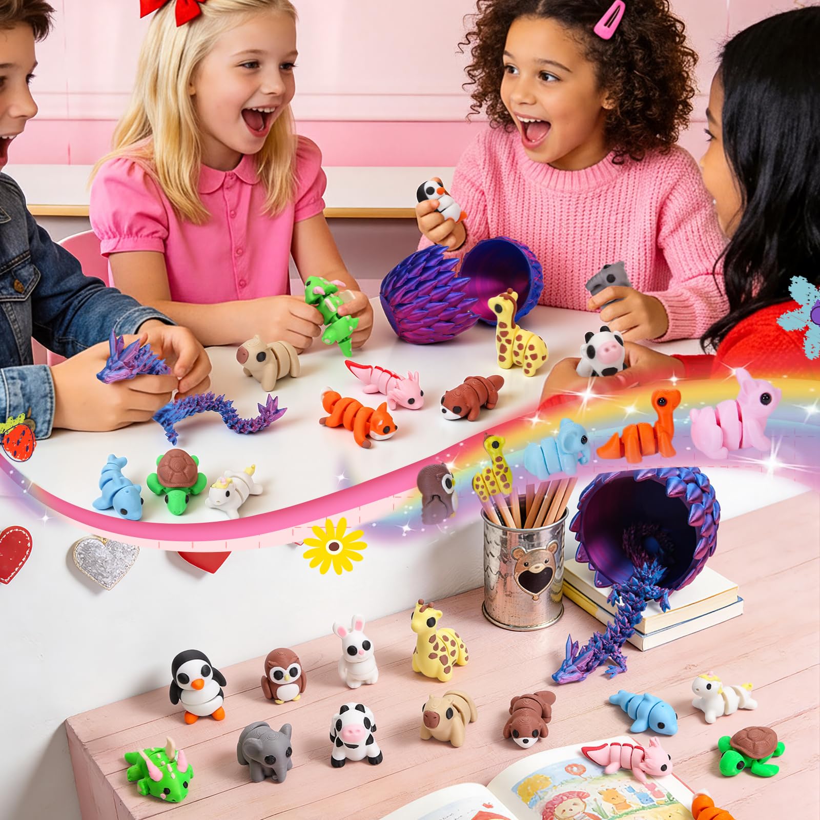 Desk-friendly Eisfiel dragon egg set arrangement for classroom or study space.