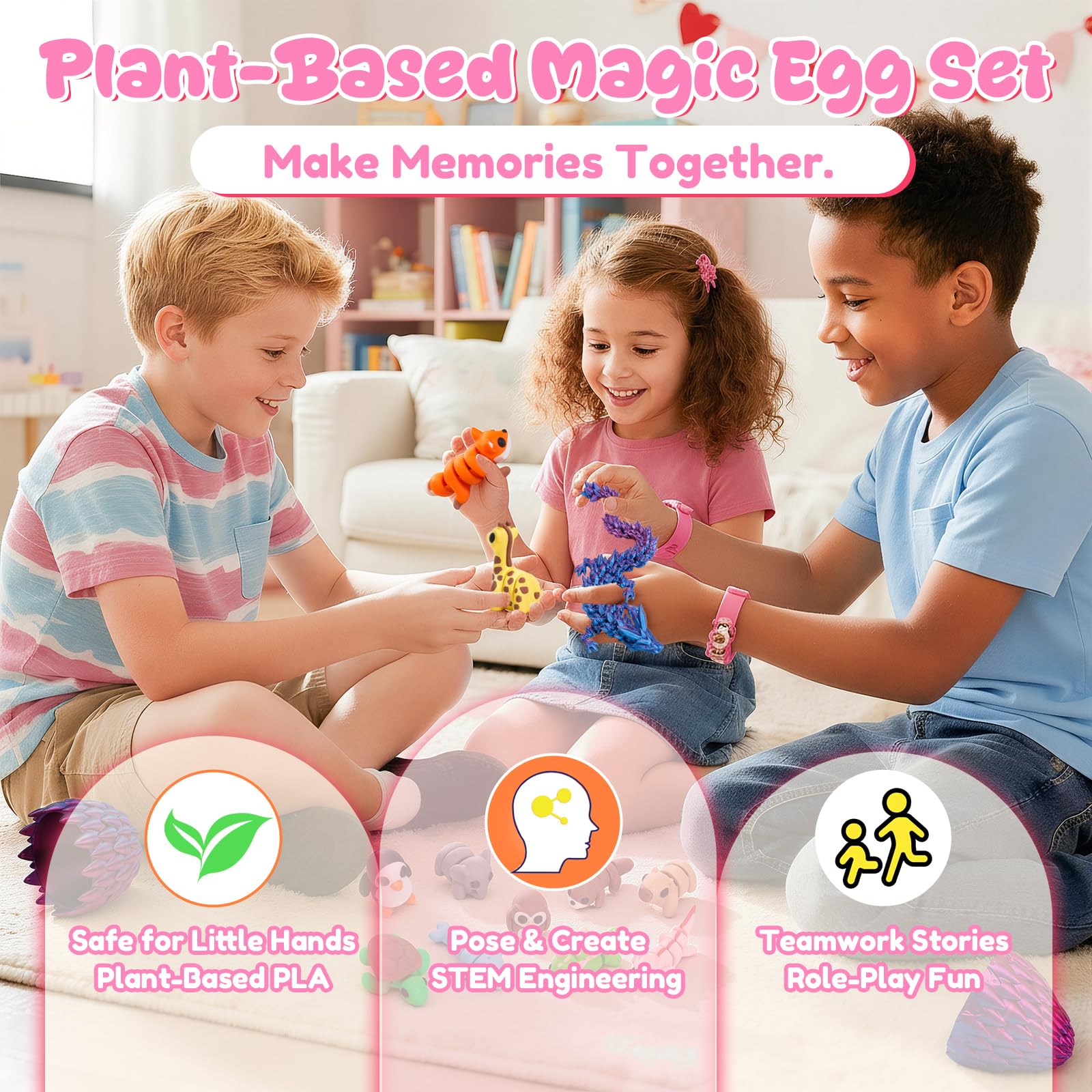 Bright, BPA-free PLA Eisfiel dragon egg set materials are durable and kid-safe.