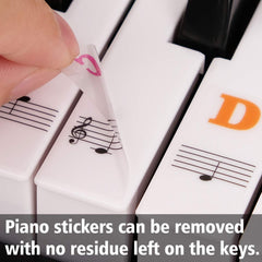 Black-key markers blend with keys for subtle labeling while learning.