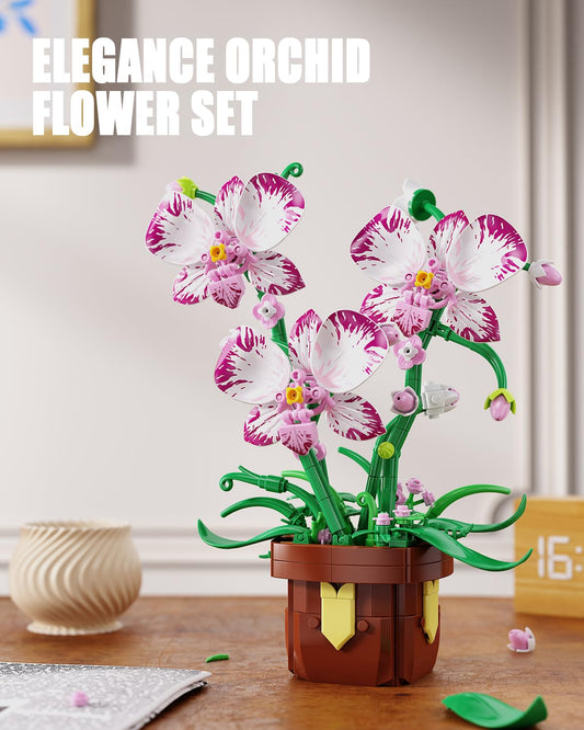 EITOLNR Orchid bonsai wooden pot close-up adds natural desk charm.