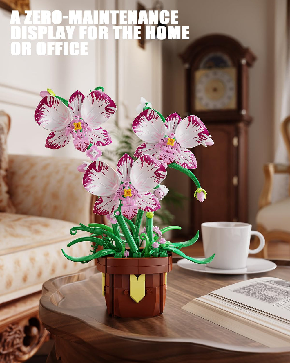 EITOLNR Orchid desk decor scene demonstrates versatile indoor decoration.