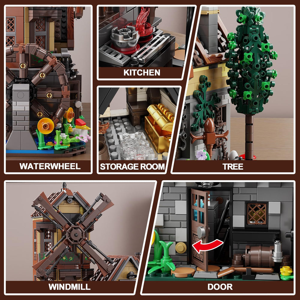 EITOLNR wood cabin building set interior lit night view creates warm ambiance.
