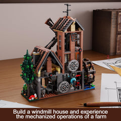 EITOLNR wood cabin building set two LED lights brighten the scene.