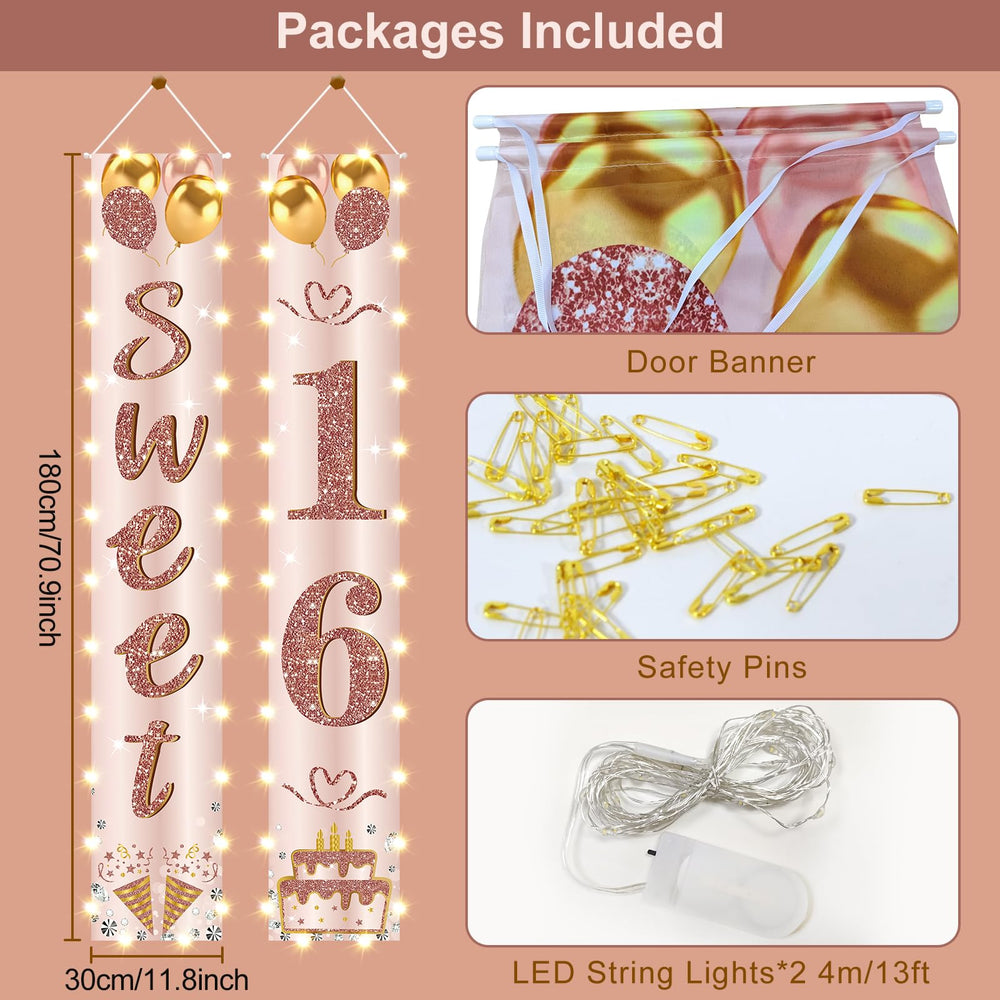Eiurteao rose-gold pink birthday banner enhances photos with shimmer.