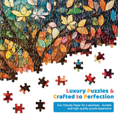 EIYRURU Colorful mosaic artwork puzzle showcasing luminous stained glass scene