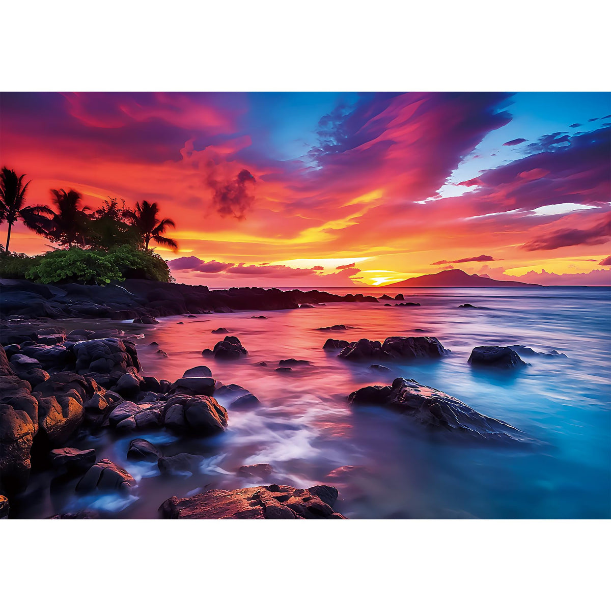 EIYRURU Maui sunset 2000-piece puzzle image helps calm and unwind after a busy day.