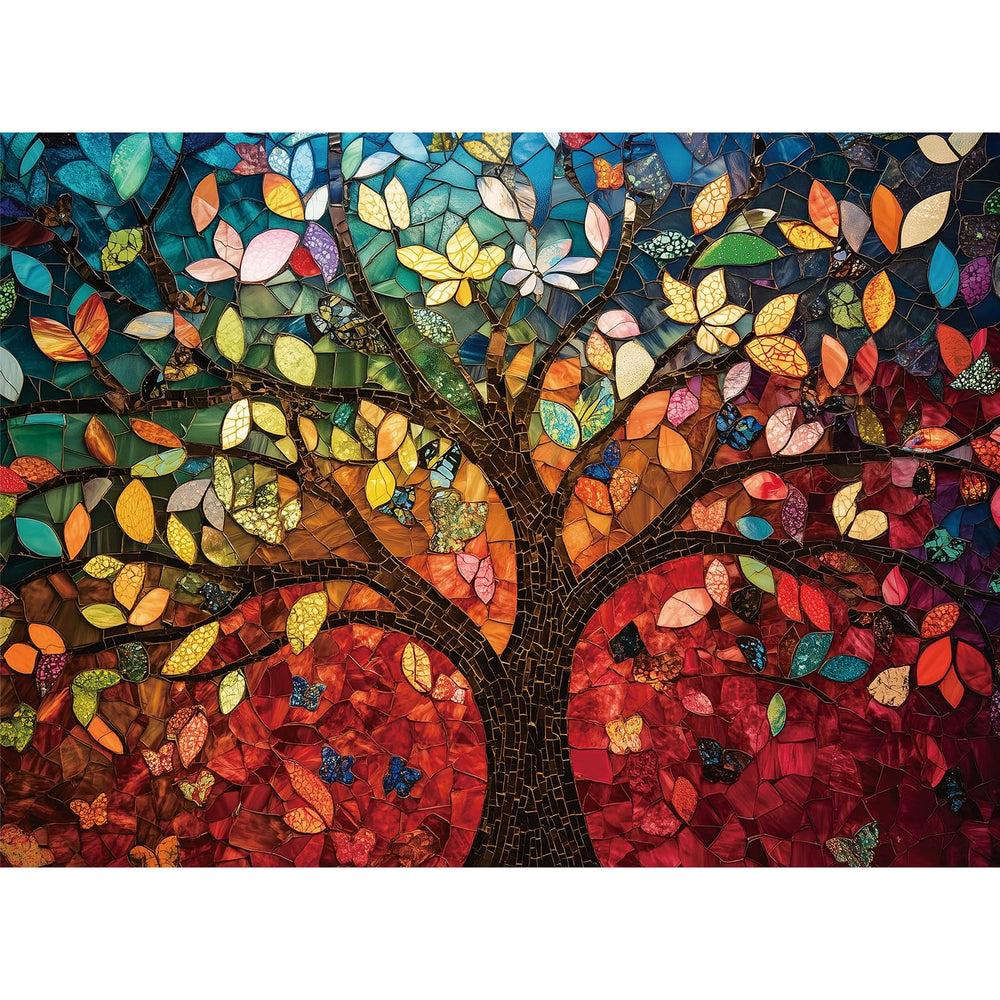 EIYRURU stained glass Tree of Life puzzle with vibrant colors for mindful relaxation