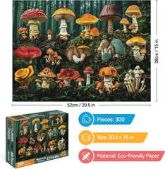 EIYRURU mushroom forest puzzle closeup piece texture reveals crisp imagery for engaging play.